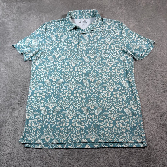 reyn spooner Other - Reyn Spooner Performance Polo Shirt Mens Medium Blue Floral Pineapple Limited